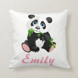 Almofada Nome de bambu verde preto e branco do urso de