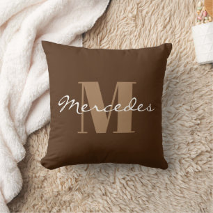 Almofada Nome de Caligrafia Personalizada Simples Brown