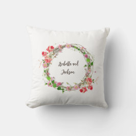 Almofada nome de casal novo personalizado elegante floral