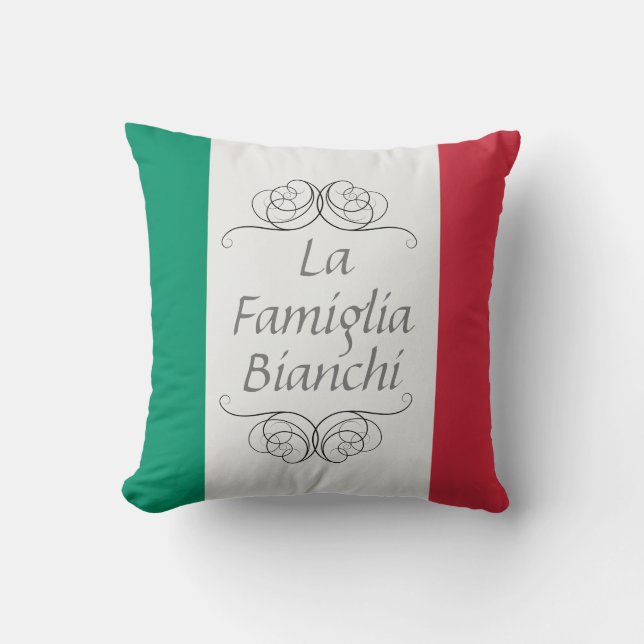 Almofada Nome de família italiano da bandeira de Famiglia (Frente)