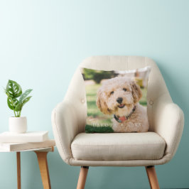 Almofada Nome de Foto de Pet Personalizado com Xadrez