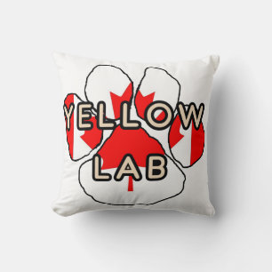 Almofada nome de laboratório amarelo canadense-Flag paw