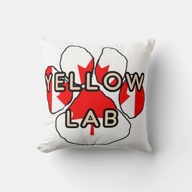 Almofada nome de laboratório amarelo canadense-Flag paw (Frente)