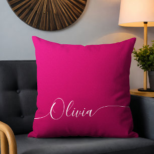 Almofada Nome de letra de caligrafia elegante branca com br