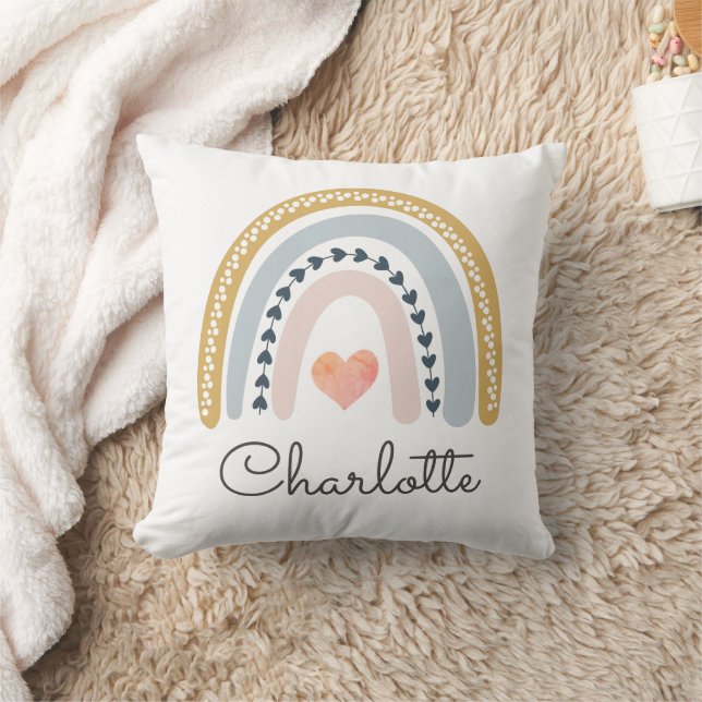 Almofada Nome de Menina Arco-íris Aquarela Boho Personaliza (Cobertor)