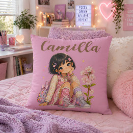 Almofada Nome de Menina de Cabelos Escuros Personalizado