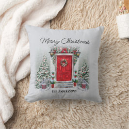 Almofada Nome de Natal de Porta Vermelha Vintage