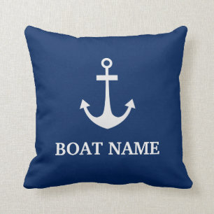 Almofada Nome do Barco de Âncora Náutica Azul