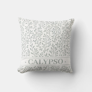 Almofada Nome do barco náutico. Algas Marinhas. Cinza Verd