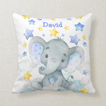Almofada Nome do Bebê Enfermeiro Elephant Cute Personalizad<br><div class="desc">Nome do Bebê Enfermeiro Elephant Cute Personalizado</div>