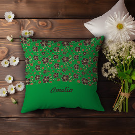 Almofada Nome do Decor de Cottagecore das Flores Marrons Ve