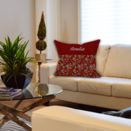 Almofada Nome do Decor de Cottagecore Encantado vermelho-es