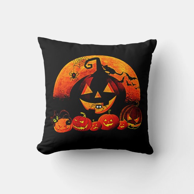 Almofada Nome do Halloween Ano 20xx Glow Pumpkin Web (Frente)