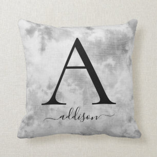 Almofada Nome do Monograma da Cinza Negra