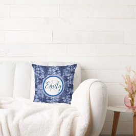 Almofada Nome do Monograma do Coletor Azul e Branco do Círc