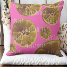 Nome do monograma fatias de limão cor-de-rosa quen