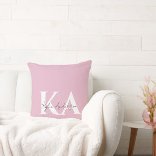 Almofada Nome do Monograma Personalizado Cor-de-Rosa Modern