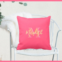 Almofada Nome do Monograma Personalizado Lilac Rosa Maravil