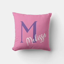Almofada Nome do monograma rosa CUSHION personalizar mínimo