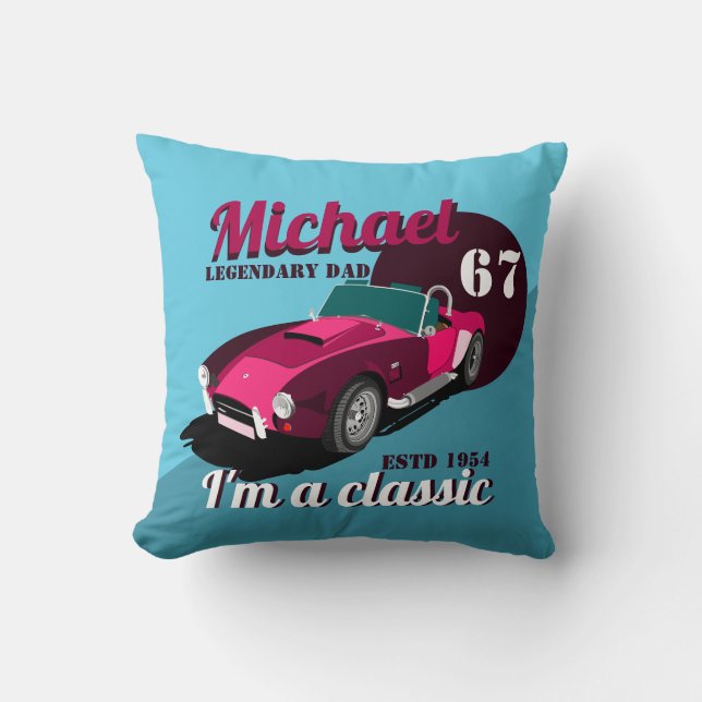 Almofada Nome do pai lendário clássico de legendário de car (Frente)