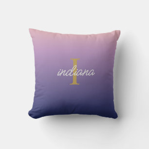 Almofada Nome do script de Na moda do Omã Azul Roxo do Mono