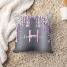 Almofada Nome do script sparkle rople glitter rosa prateado