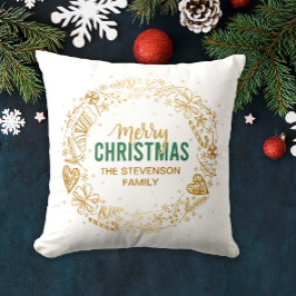 Almofada Nome Dourado da família Feliz Natal