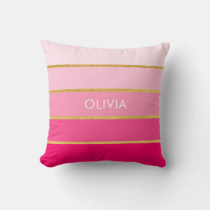 Almofada Nome Dourado e cor-de-rosa brilhante personalizado