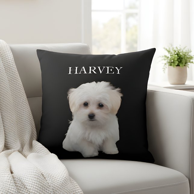 Almofada Nome e Foto Simples Moderno Elegante Chic de Pet (Criador carregado)