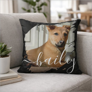 Almofada Nome e Foto Simples Moderno Elegante Chic de Pet