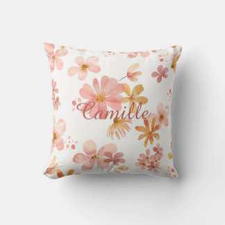 Almofada Nome floral de outono laranja tempo de soneca pêss