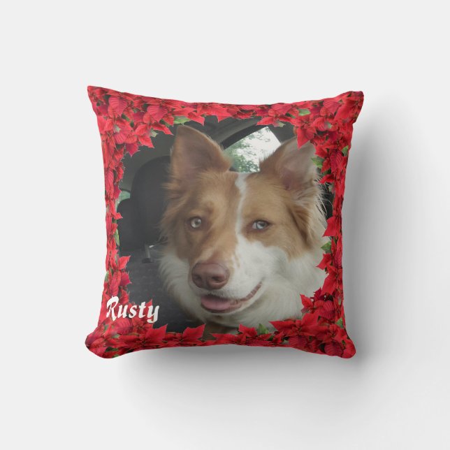 Almofada Nome/ Foto de Pet Personalizado de Natal (Frente)