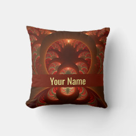Almofada Nome Fractal moderno abstrato laranja vermelho Lum