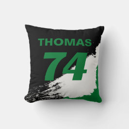 Almofada Nome Inspirado na Corrida Reversível Verde com Núm