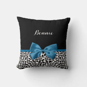 Almofada Nome Menino Leopard Impressão Bonito Cobalt Blue R