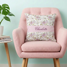 Almofada Nome Monograma de Flor Silvestre Botânica Floral R