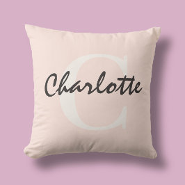 Almofada Nome Monograma Feminino Script Rosa