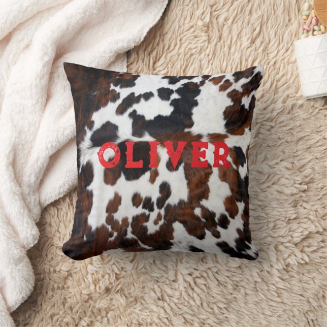 Almofada Nome Patchwork Cowhide Impressão Western Rustic Re (Cobertor)