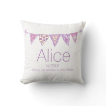 Nome personalizado Alice bunting rosa púrpura pers