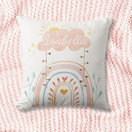 Almofada Nome Personalizado Aquarela Boho Arco-Íris Quarto