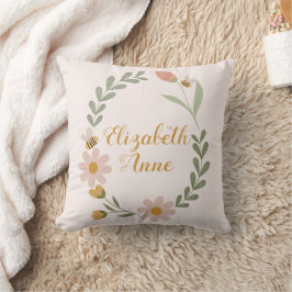 Almofada Nome Personalizado Aurário de Primavera Floral de