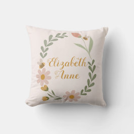 Almofada Nome Personalizado Aurário de Primavera Floral de