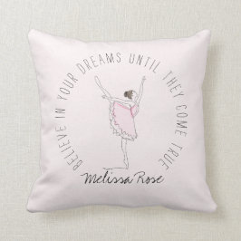Almofada Nome personalizado Ballerina rosa acredita em seus