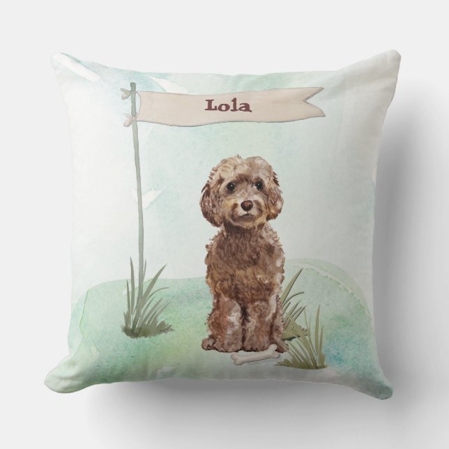 Almofada Nome Personalizado Cachorro Pet Cocker Spaniel Mar (Frente)
