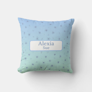 Almofada Nome Personalizado Childs Room Decor Blues Flowers