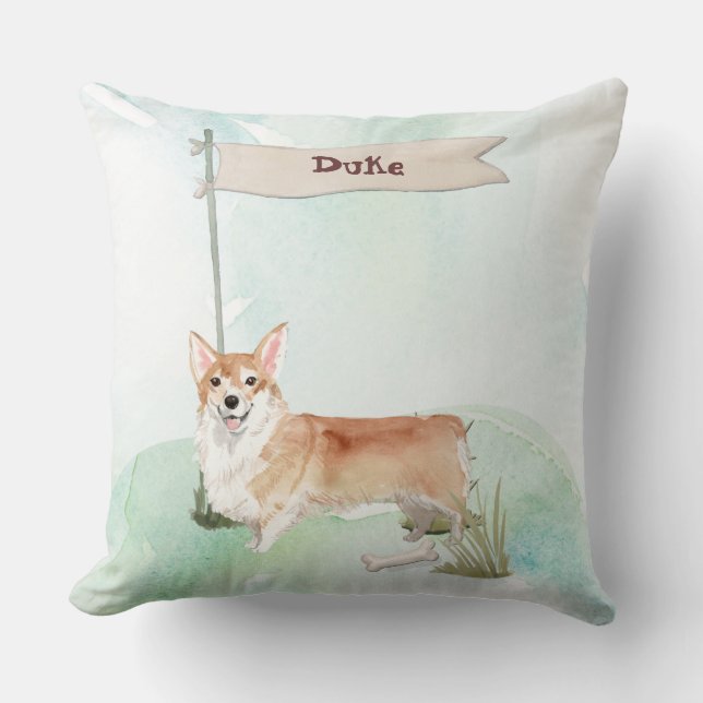Almofada Nome Personalizado Corgi Pet Dog (Frente)