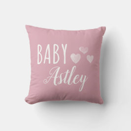 Almofada Nome personalizado da Baby Girl Hearts