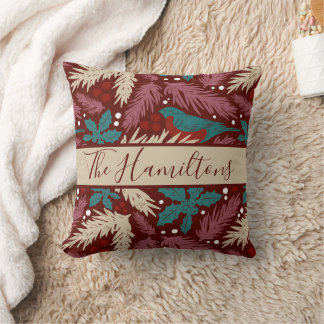 Almofada Nome Personalizado da Família Natais vintages Cozy