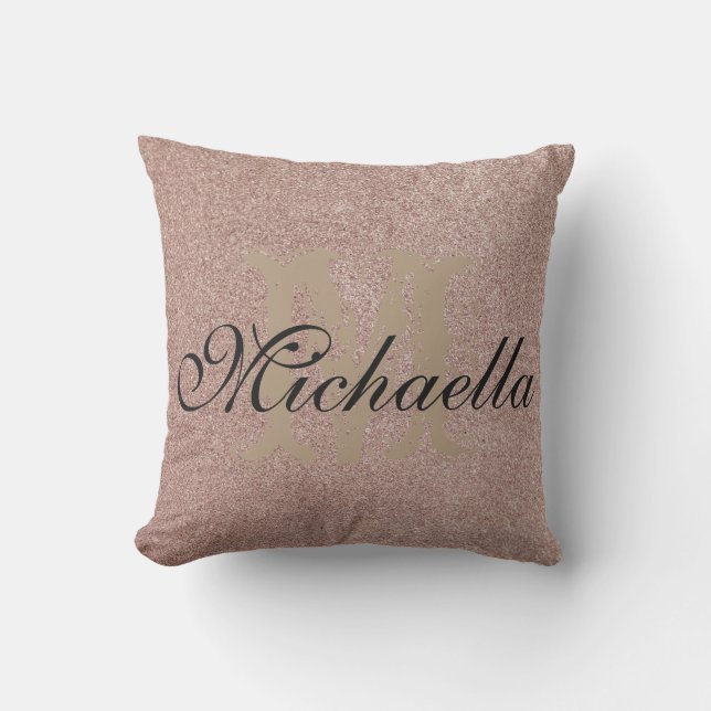 Almofada Nome Personalizado da Lista de Glitter Dourada do  (Frente)