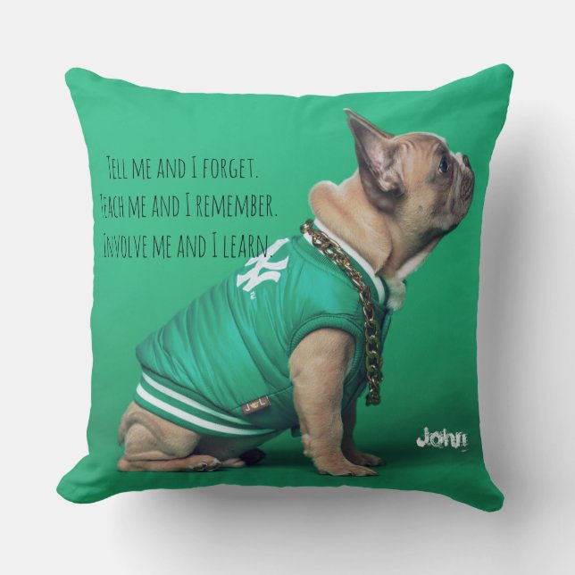 Almofada Nome Personalizado da Melhor Cotação do Bulldog Fr (Frente)